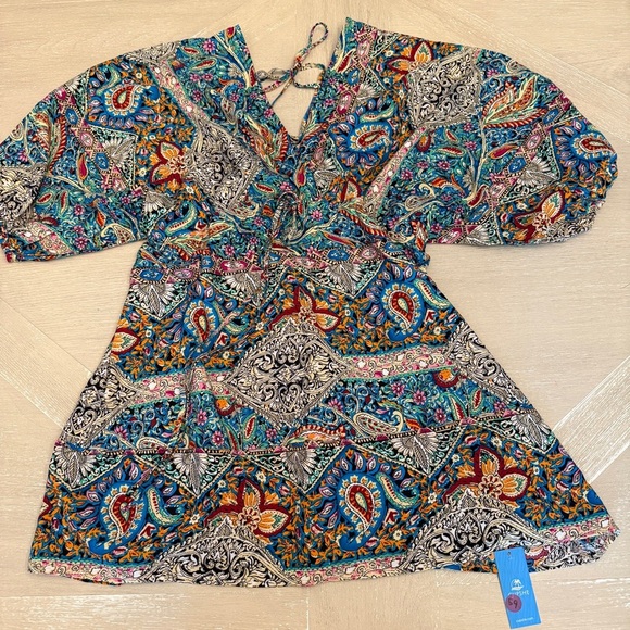 Cupshe Red, Yellow and Blue Flowy Beach Cover Up or Sundress - Picture 1 of 7